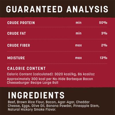 No-Hide Large Roll Long Lasting Natural Rawhide Alternative Barbeque Bacon Cheeseburger Recipe Dog Chew Treat