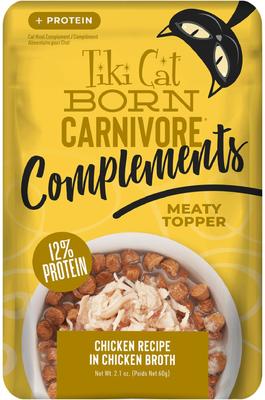 Born Carnivore Complements Chicken & Salmon Recipe in Chicken Broth Grain-Free Wet Cat Food Topper, 2.1-oz pouch, case of 12