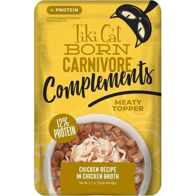Born Carnivore Complements Chicken Recipe in Chicken Broth Grain-Free Wet Cat Food Topper, bolsa de 2.1 oz, caja de 12