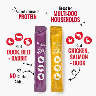 Triple Flavor Mix Variety Pack Puree Dog Food Topper, 84 count