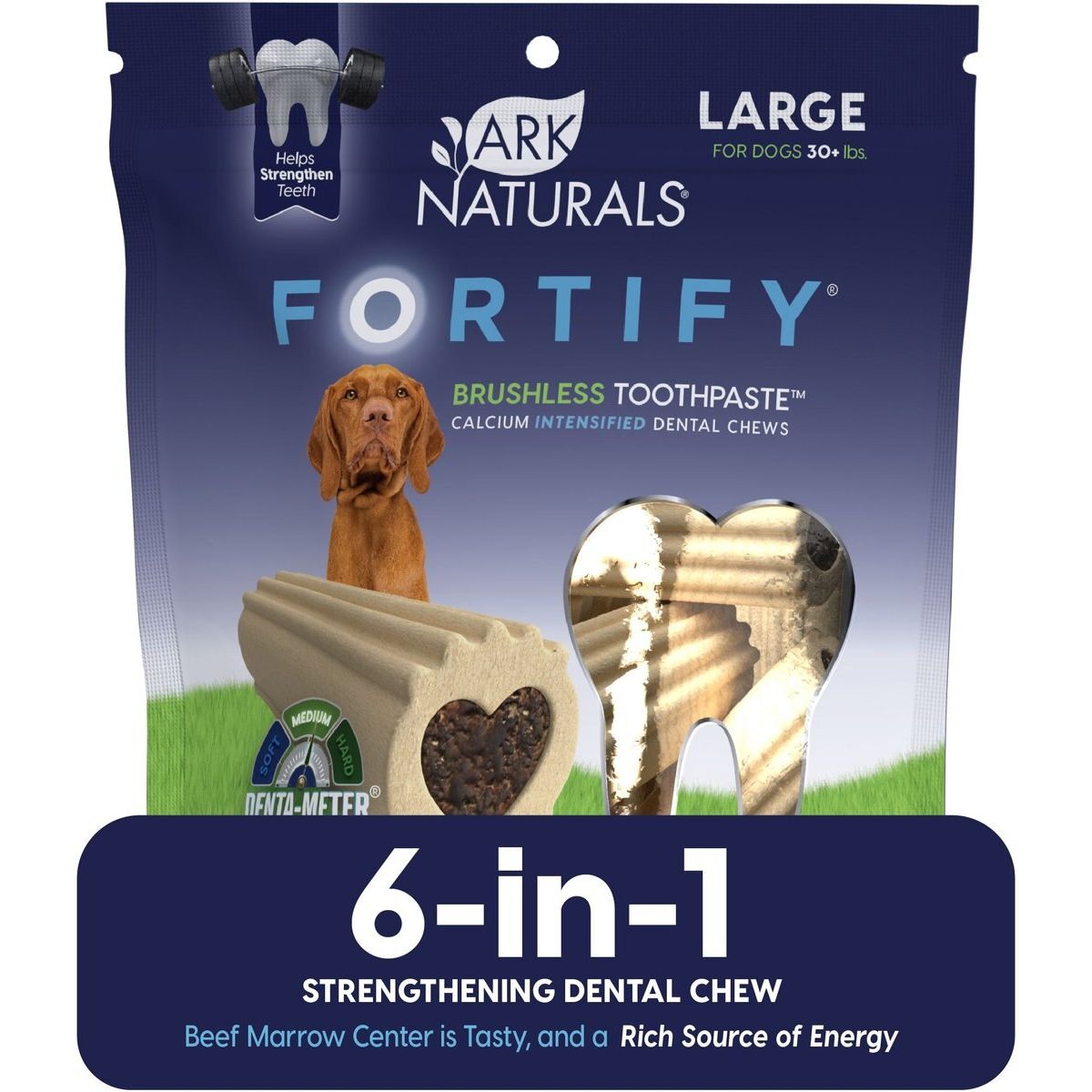 Fortify Brushless Toothpaste Dental Chews, tamaño Grande. 510 g. - Ark Naturals
