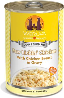 Comida enlatada para perros Paw Lickin' Chicken in Gravy sin cereales, 14 oz, caja de 12