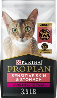Bundle: Purina Pro Plan Adult Sensitive Skin & Stomach Lamb & Rice Formula Dry Food, 3.5-lb bag + Focus Sensitive Skin & Stomach Duck & Arctic Char Variety Pack Canned Cat Food