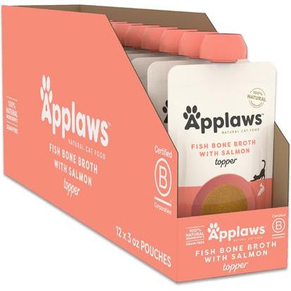 Caldo de pollo con caldo de hueso de pechuga de pollo, aderezo húmedo para comida para gatos, bolsa de 3 oz, 12 unidades