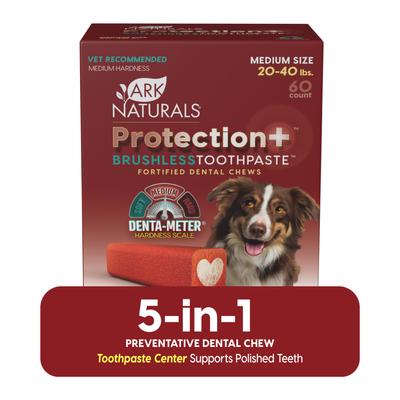 Pasta de dientes sin cepillo Protection+, premios dentales medianos para perros, 60 unidades