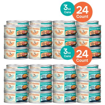 Bundle: CANIDAE Balanced Bowl Salmon & Sweet Potato Recipe in Gravy + Tuna & Carrots Recipe in Gravy Wet Cat Food