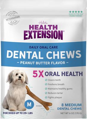 Peanut Butter Flavored Medium Dental Dog Treats, 8 count