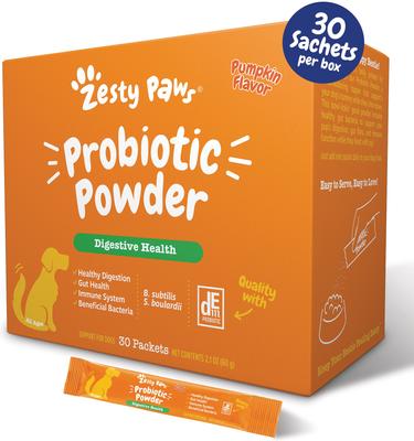 Probiotic Powder Pumpkin Flavored Gut Flora & Digestive Aid Supplement for Dogs, 30 count