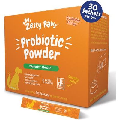 Zesty Paws, Probiotic Powder, Probióticos para Flora Intestinal y Digestión, sabor Calabaza, Perros, 30 sobres