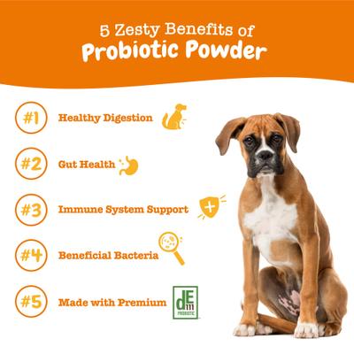 Probiotic Powder Pumpkin Flavored Gut Flora & Digestive Aid Supplement for Dogs, 30 count