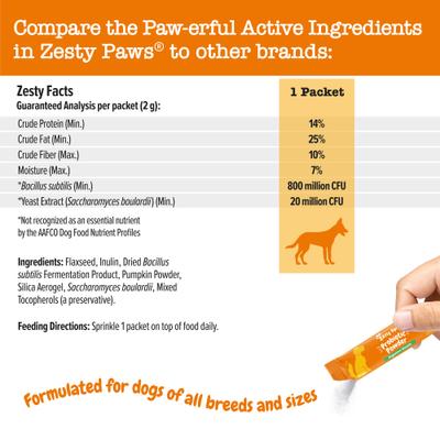Zesty Paws, Probiotic Powder, Probióticos para Flora Intestinal y Digestión, sabor Calabaza, Perros, 30 sobres