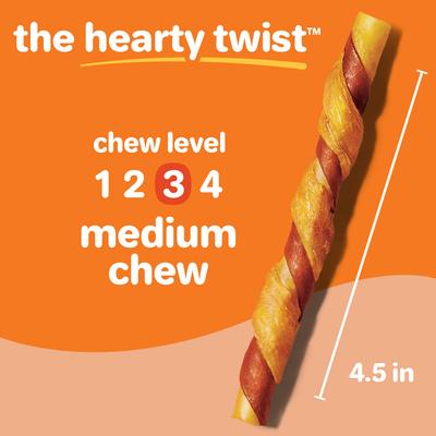 Oinkies Hearty Twists with 100% Real Chicken Breast & Sweet Potato Rawhide-Free Natural Dog Treats, 24 count