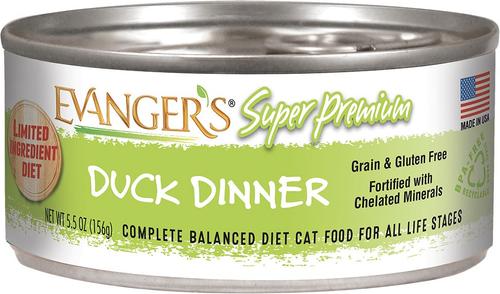 Comida enlatada para gatos Super Premium Duck Dinner sin cereales, 5.5 oz, caja de 24