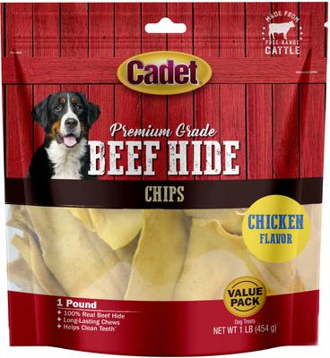 Premium Beef Hide Chips Chicken Flavor Dog Chews, 1-lb bag