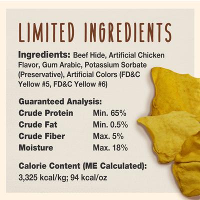 Premium Beef Hide Chips Chicken Flavor Dog Chews, 1-lb bag