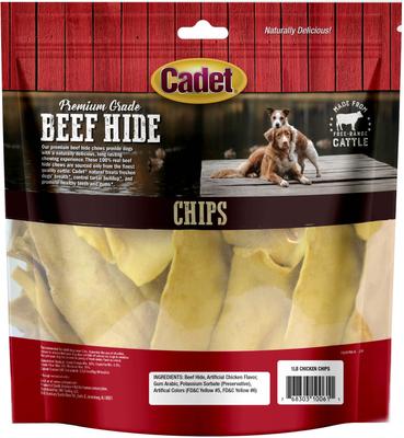 Premium Beef Hide Chips Chicken Flavor Dog Chews, 1-lb bag