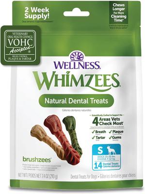 Golosinas dentales naturales para perros sin cereales de Wellness Brushzees, pequeñas, 14 unidades