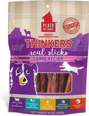 Golosinas para perros Thinkers Real Sticks con receta de cordero, bolsa de 18 oz
