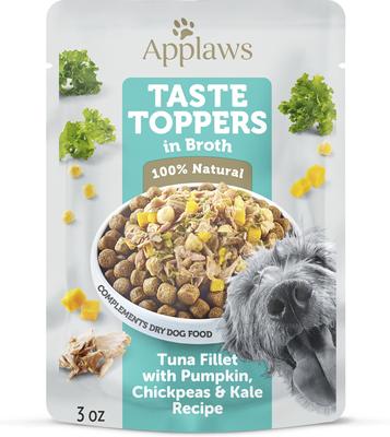 Taste Toppers Tuna Fillet with Pumpkin, Chickpeas & Kale Recipe in Broth Natural Wet Dog Food, 3-oz pouch, case of 12