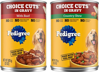 Paquete: Comida enlatada para perros Pedigree Choice Cuts en salsa con carne de res + Country Stew