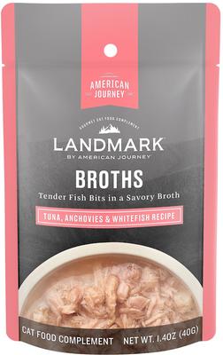 Landmark Broths Tuna, Anchovies & Whitefish Recipe Wet Cat Food Complement Pouches, 1.4-oz case of 16