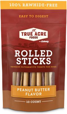 Rawhide-Free Rolled Sticks Peanut Butter Flavor Dog Treats, 10 count