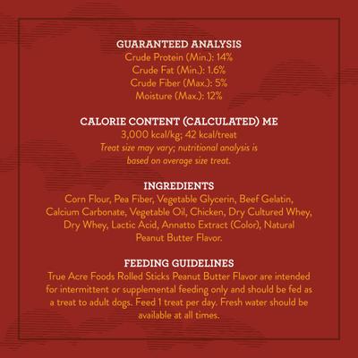 Rawhide-Free Rolled Sticks Peanut Butter Flavor Dog Treats, 10 count