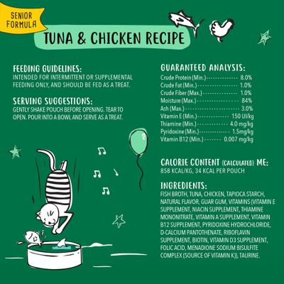 Bundle: Tiny Tiger Chunks in Gravy Seafood Variety Pack Canned Food + Lickables Senior Formula Tuna & Chicken Recipe Bisque Cat Treat & Topper