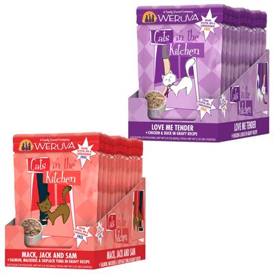 Bundle: Weruva Cats in the Kitchen Mack, Jack & Sam Salmon, Mackerel & Tuna Recipe + Cats in the Kitchen Love Me Tender Chicken & Duck Recipe Cat Food Pouches