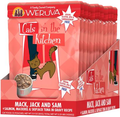 Bundle: Weruva Cats in the Kitchen Mack, Jack & Sam Salmon, Mackerel & Tuna Recipe + Cats in the Kitchen Love Me Tender Chicken & Duck Recipe Cat Food Pouches