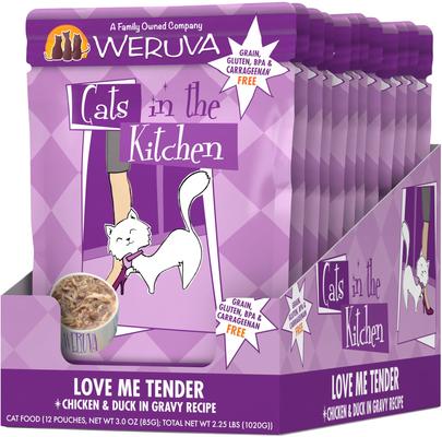 Bundle: Weruva Cats in the Kitchen Mack, Jack & Sam Salmon, Mackerel & Tuna Recipe + Cats in the Kitchen Love Me Tender Chicken & Duck Recipe Cat Food Pouches