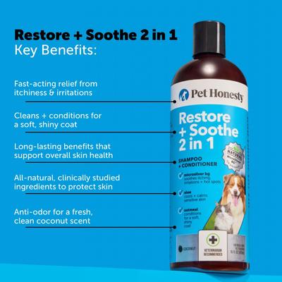 Restore + Soothe 2-in-1 Coconut Scented Dog & Cat Shampoo + Conditioner, 16-fl oz bottle