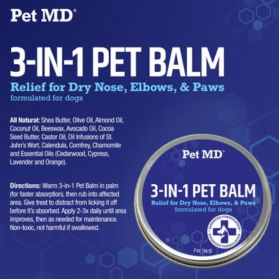 Paw Balm 3-in-1 Nose/Snout & Elbow Moisturizer & Paw Protectors Paw Wax with Shea Butter, Coconut Oil, & Beeswax for Dogs, 2-fl oz jar