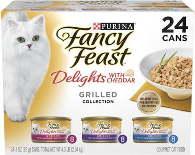Delights with Cheddar Grilled Variety Pack Canned Cat Food, 3-oz, case of 24