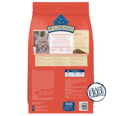 Bundle: Blue Buffalo Wilderness Indoor Hairball & Weight Control Chicken Recipe Grain-Free Dry Cat Food, 11-lb bag + Blue Buffalo Bursts with Savory Seafood Cat Treats, 12-oz tub