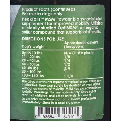 MSM Unflavored Powder Supplement for Dogs, 1-lb tub