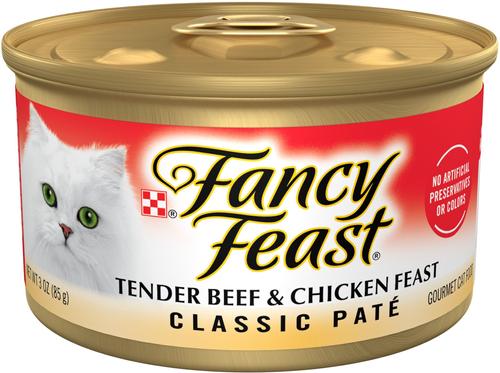 Comida enlatada para gatos Classic Tender Beef & Chicken Feast, 3 oz, caja de 24