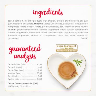 Comida enlatada para gatos Classic Tender Beef & Chicken Feast, 3 oz, caja de 24