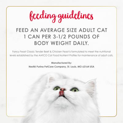 Comida enlatada para gatos Classic Tender Beef & Chicken Feast, 3 oz, caja de 24