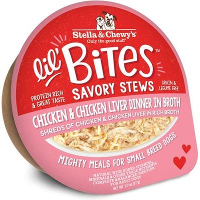 Stella & Chewy's, Lil Bites Savory Stews, Alimento húmedo desmenuzado, perros de raza Pequeña, varios sabores. 12 pack