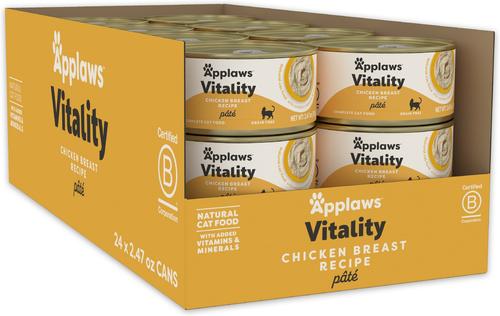 Vitality Tuna Fillet & Mackerel Recipe Pate Grain-Free Wet Cat Food, 2.47-oz can, case of 24