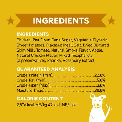 Wag More Bark Less Sliders BBQ Chicken Recipe Grain-Free Soft & Chewy Dog Treats, 8-oz bag