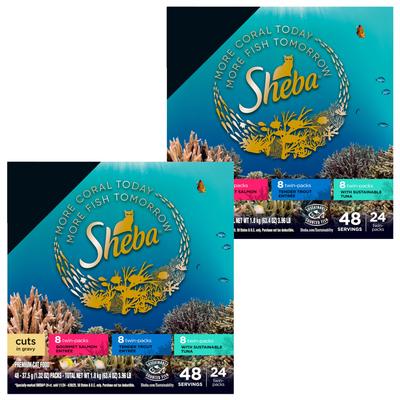 Comida húmeda para gatos Perfect Portions Grain-Free Salmon, Trout, & Tuna Entree Variety Pack Cuts in Gravy, 2.64 oz, caja de 24