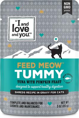 Feed Meow Tummy Tuna & Pumpkin Feast Grain-Free Chunks In Gravy Wet Cat Food, 3-oz pouch, case of 24