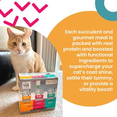 Alimento húmedo para gatos Feed Meow Tummy Tuna & Pumpkin Feast Grain-Free Chunks In Gravy, bolsa de 3 oz, caja de 24