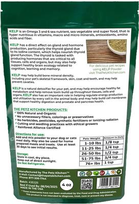 Kelp Omega 3 Thyroid & Whole Body Multi-Mineral, Multi-Vitamin & Dental Support Dog & Cat Supplement, 4-oz jar