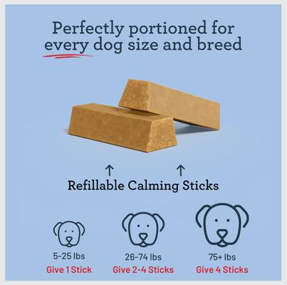 All Day Calming 6-inch Rubber Dog Bone Toy with Bacon Flavored Dog Treat Refill, 4 count