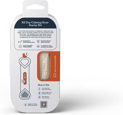 All Day Calming 6-inch Rubber Dog Bone Toy with Bacon Flavored Dog Treat Refill, 4 count