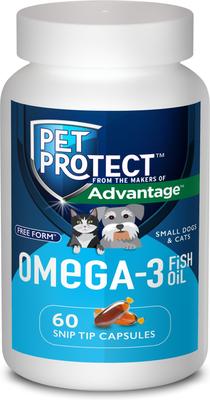 Free Form Omega-3 Fish Oil Snip Tip Capsule Supplements for Small Dogs & Cats, 60 count