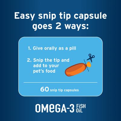 Free Form Omega-3 Fish Oil Snip Tip Capsule Supplements for Small Dogs & Cats, 60 count